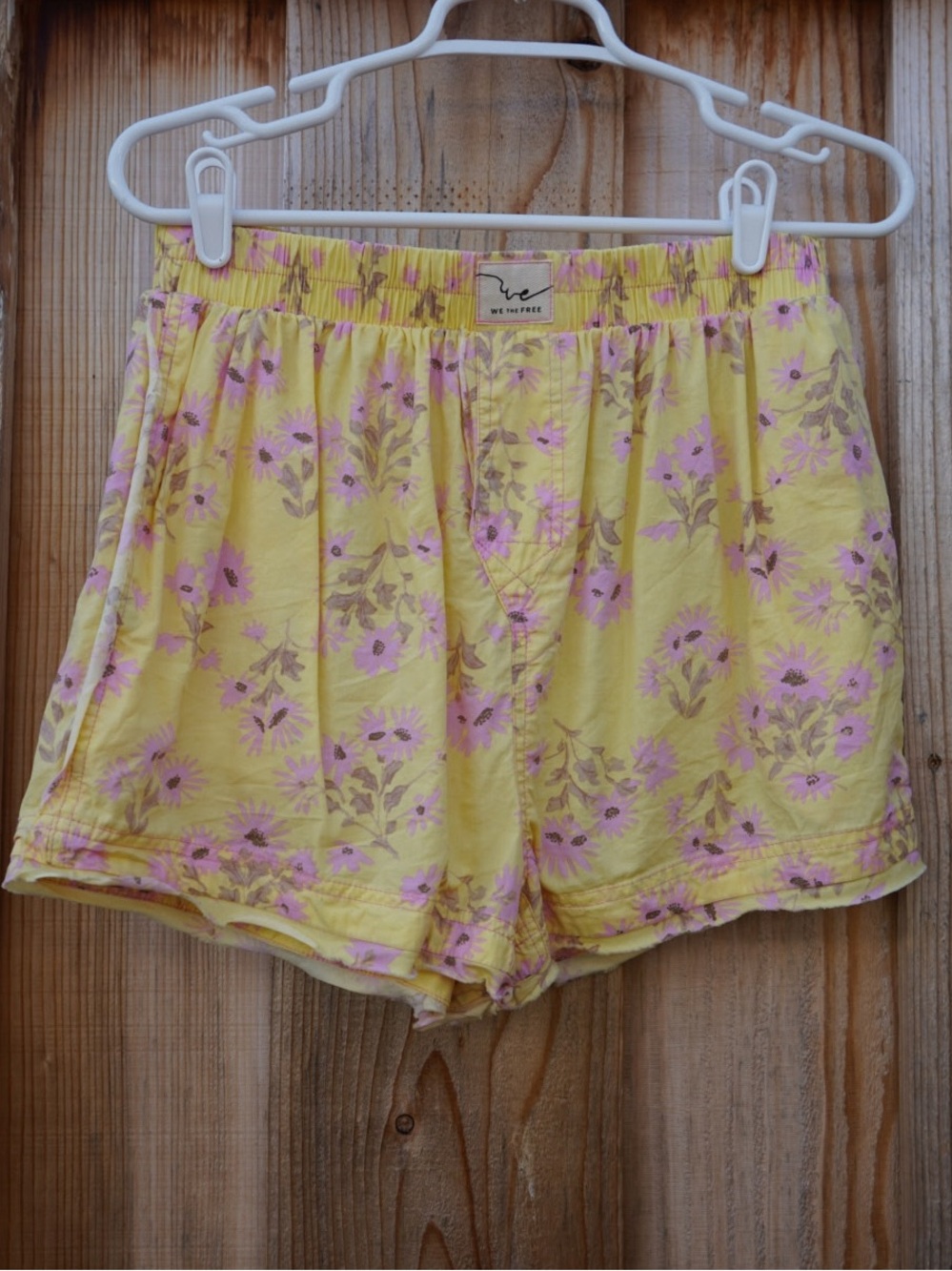 We The Free Yellow Floral Cotton Lounge Shorts